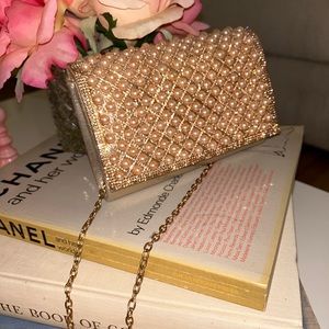 Rose Gold Rhinestoned Clutch